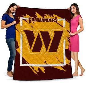 washington commanders block border burgundy quilt blanket best selling