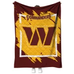 washington commanders block border burgundy quilt blanket best selling