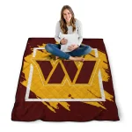 washington commanders block border burgundy quilt blanket best selling