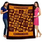 washington commanders helmet heart burgundy quilt blanket best selling