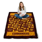 washington commanders helmet heart burgundy quilt blanket best selling