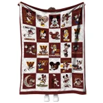 washington commanders mickey pattern burgundy white quilt blanket best selling