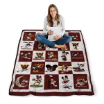 washington commanders mickey pattern burgundy white quilt blanket best selling