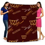 washington commanders sketch lines burgundy quilt blanket best selling
