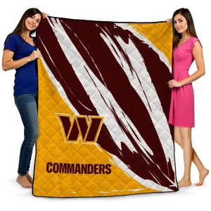 washington commanders stroke art burgundy white quilt blanket best selling