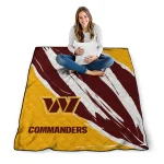 washington commanders stroke art burgundy white quilt blanket best selling