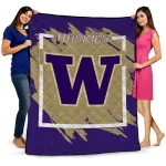 washington huskies block border purple quilt blanket best selling