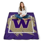 washington huskies block border purple quilt blanket best selling