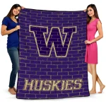 washington huskies brick grid purple quilt blanket best selling