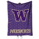 washington huskies brick grid purple quilt blanket best selling