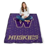 washington huskies brick grid purple quilt blanket best selling