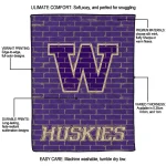 washington huskies brick grid purple quilt blanket best selling