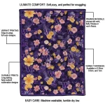 washington huskies hibiscus foliage purple quilt blanket best selling