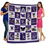 washington huskies mickey mouse motif purple white quilt blanket best selling