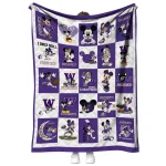 washington huskies mickey mouse motif purple white quilt blanket best selling