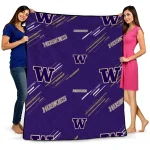 washington huskies sketch lines purple quilt blanket best selling