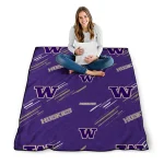 washington huskies sketch lines purple quilt blanket best selling