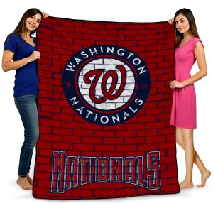 washington nationals brick grid red quilt blanket best selling