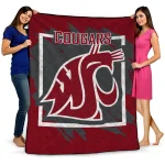 washington state cougars block border crimson quilt blanket best selling