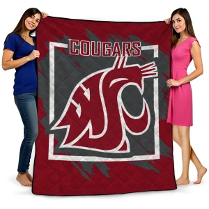 washington state cougars block border crimson quilt blanket best selling