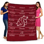 washington state cougars handdrawn stripes crimson quilt blanket best selling