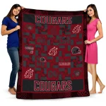 washington state cougars helmet heart crimson quilt blanket best selling