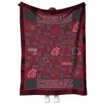 washington state cougars helmet heart crimson quilt blanket best selling