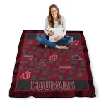 washington state cougars helmet heart crimson quilt blanket best selling