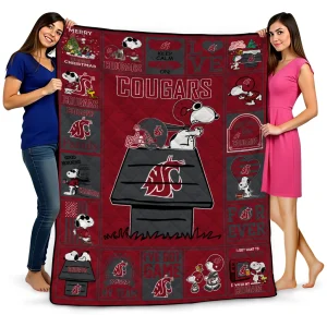 washington state cougars snoopy love crimson quilt blanket best selling