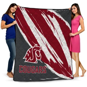 washington state cougars stroke art crimson white quilt blanket best selling