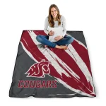 washington state cougars stroke art crimson white quilt blanket best selling