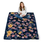 washington wizards hibiscus foliage blue quilt blanket best selling