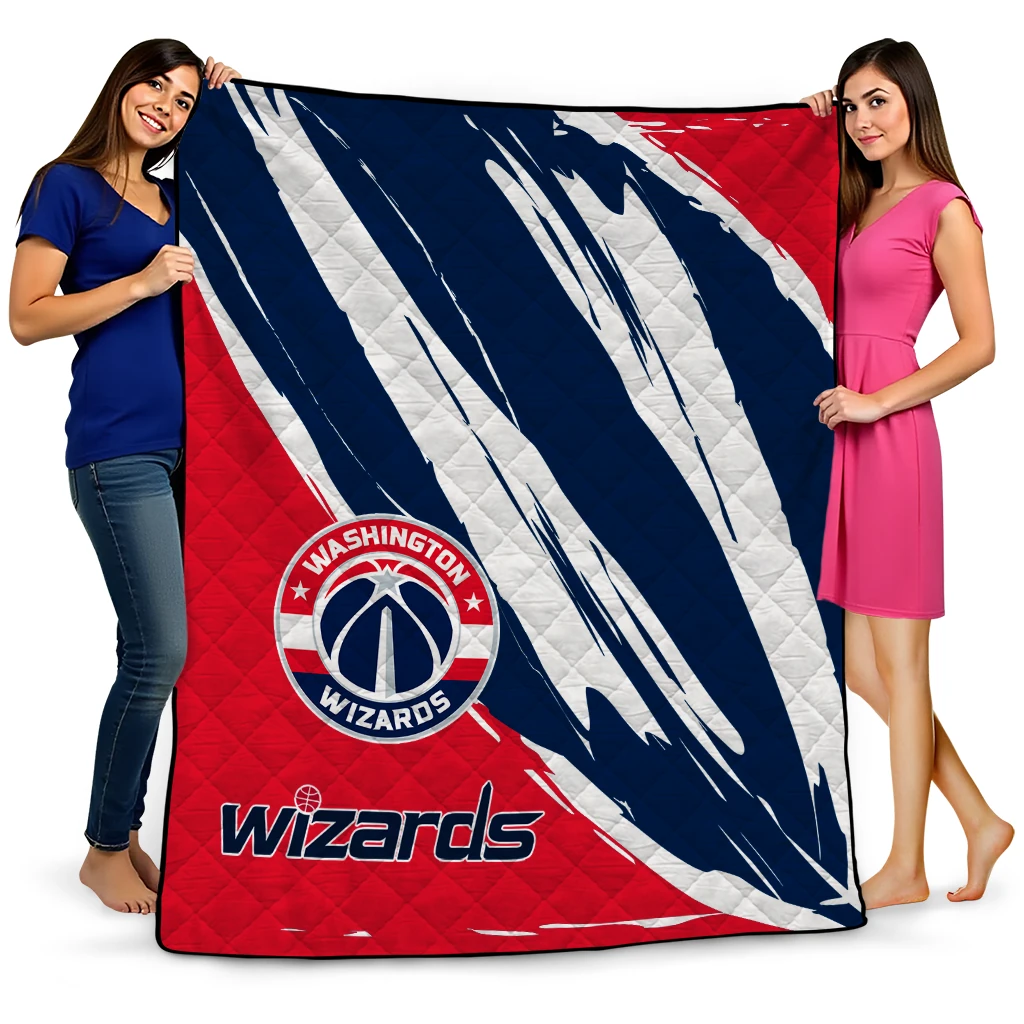 washington wizards stroke art blue white quilt blanket best selling