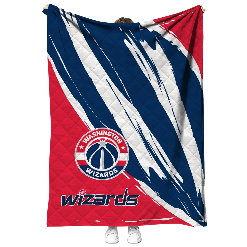 washington wizards stroke art blue white quilt blanket fashion forward