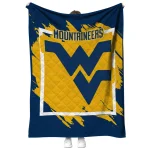 west virginia mountaineers block border blue quilt blanket best selling
