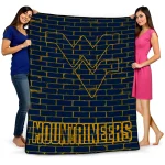 west virginia mountaineers brick grid blue quilt blanket best selling