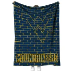 west virginia mountaineers brick grid blue quilt blanket best selling