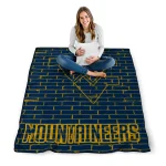 west virginia mountaineers brick grid blue quilt blanket best selling