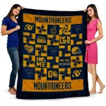 west virginia mountaineers helmet heart blue quilt blanket best selling