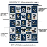 west virginia mountaineers mickey mouse motif blue white quilt blanket best selling