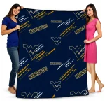 west virginia mountaineers sketch lines blue quilt blanket best selling