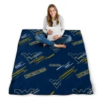 west virginia mountaineers sketch lines blue quilt blanket best selling