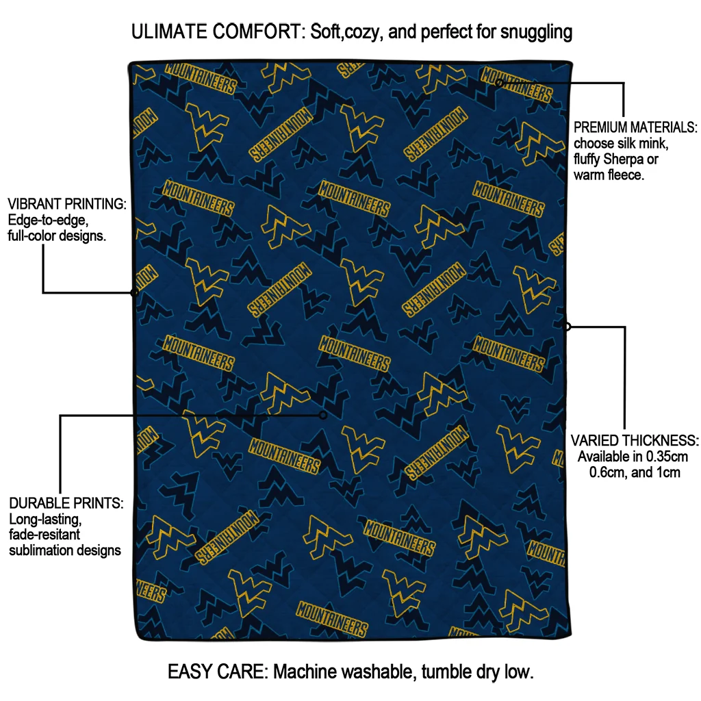 west virginia mountaineers solid classic blue quilt blanket latest model west virginia mountaineers solid classic blue quilt blanket latest model