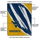 west virginia mountaineers stroke art blue white quilt blanket best selling