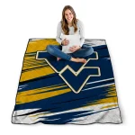 west virginia mountaineers wild lines blue white quilt blanket best selling