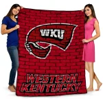 western kentucky hilltoppers brick grid red quilt blanket best selling