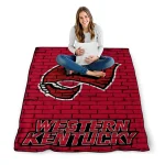 western kentucky hilltoppers brick grid red quilt blanket best selling
