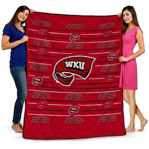 western kentucky hilltoppers handdrawn stripes red quilt blanket best selling