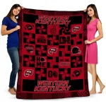 western kentucky hilltoppers helmet heart red quilt blanket best selling