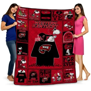 western kentucky hilltoppers snoopy love red quilt blanket best selling